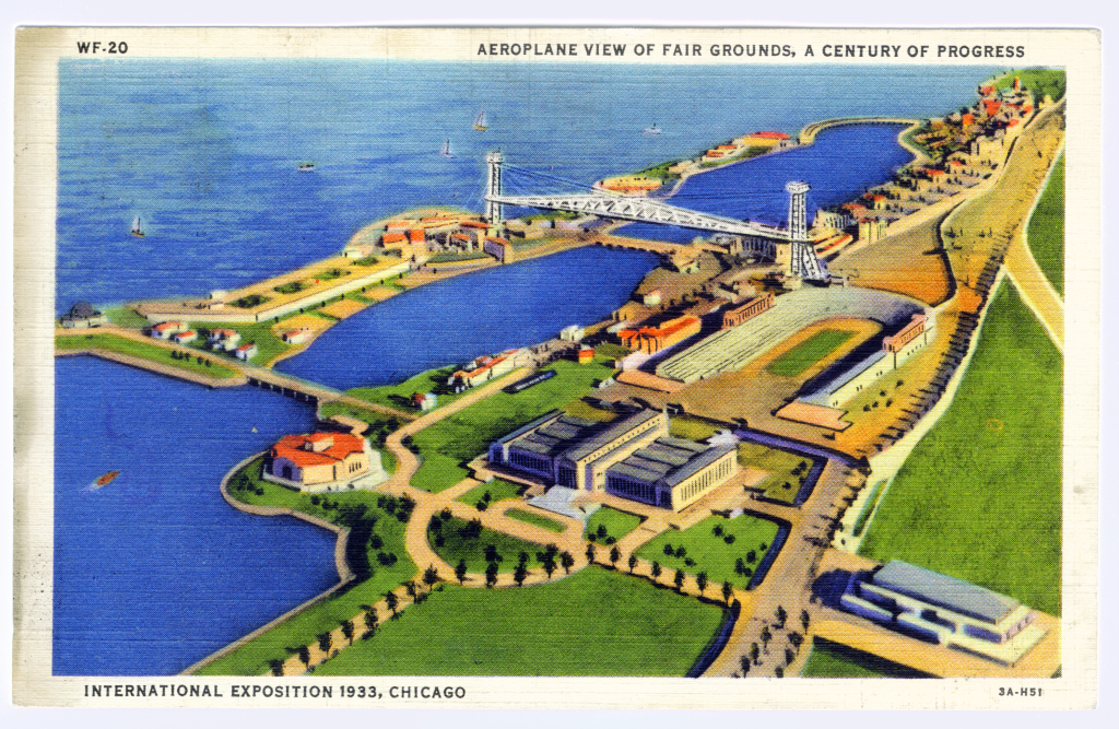 Old Postcard ILLINOIS Chicago World's Fair Century of Progress Aerial Sky Ride