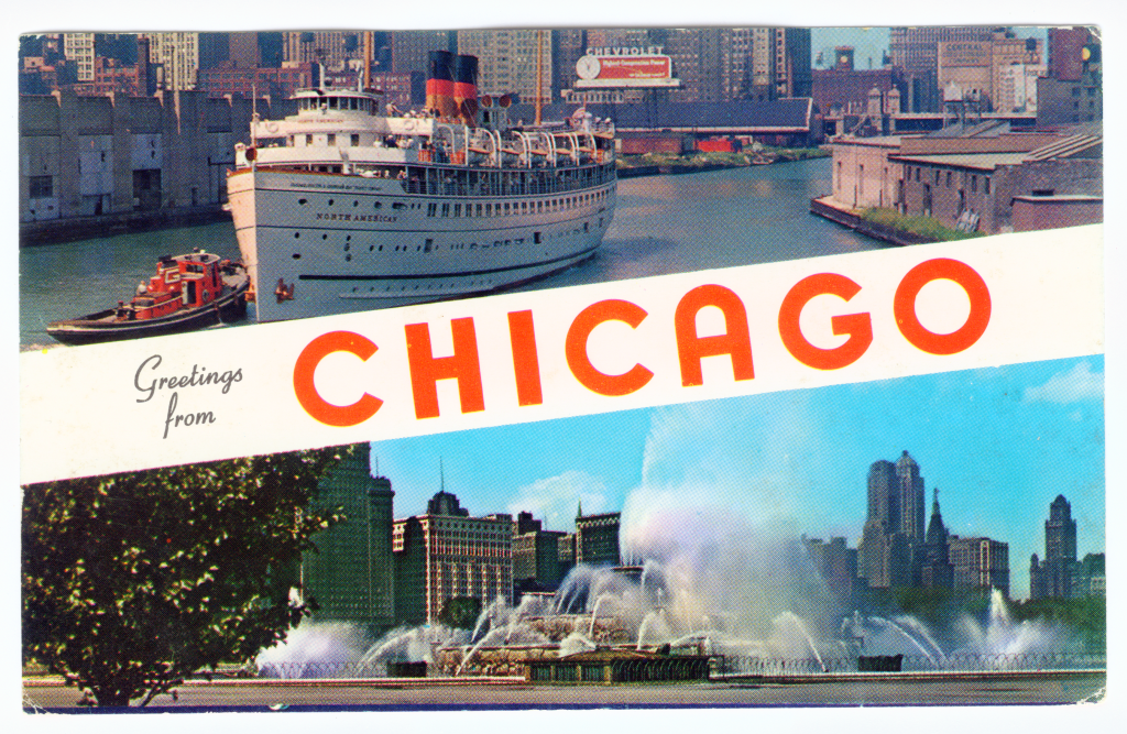 Greetings From Chicago Illinois Vintage Souvenir Magnet – 2x3 Inch Card Style For Fridge Or Locker